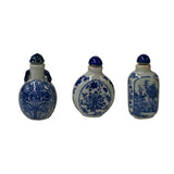 3 x Chinese Porcelain Snuff Bottle With Blue White Flower Graphic ws2455S