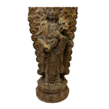 Chinese Rustic Wood Bodhisattva Kuan Yin Tara Standing Buddha Statue ws2733S