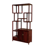 Chinese Light Brown Stain Treasure Display Curio Cabinet Room Divider cs7285S
