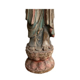Chinese Rustic Wood Standing Praying Lohon Monk Statue ws2694S