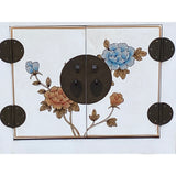 Chinese Off White Vinyl Moon Face Flower  End Table Nightstand cs7130S