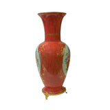 Western Style Porcelain Orange Flower Scenery Round Vase ws2801S
