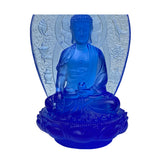 Crystal Glass Pate-de-Verre Blue Gautama Amitabha Shakyamuni Statue ws1816S