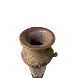 Handmade Decorative Ceramic Vase - Narrow Tall Distressed Plum Purple and Tan with Elephant Head Accents ws1505S
