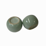 2 x Chinese Clay Ceramic Wu Celadon Green Small Vase Container ws1618S