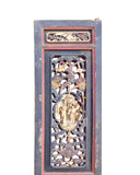 Chinese Gold Red Green Carving Wood Tall Panel cs1564S