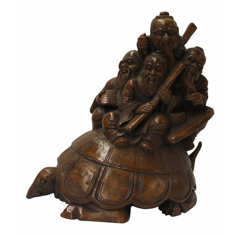 bamboo art - turtle old men - Chinese carving