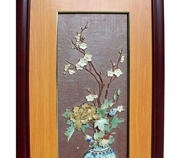 Chinese Ceramic Dimensional flower Scenery Wall Framed Art cs2581S