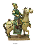 Chinese Vintage Handmade Ceramic Warrior On Horse Figure cs3040S