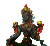 Crystal Glass Color Paint Small Chinese Sitting Tibetan Tara Buddha Statue cs3359
