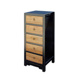 Black & Brown Five Drawers Slim Chest of Drawers Cabinet cs4184S