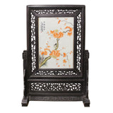 Chinese Wood Frame Porcelain Plaque Table Top Screen Display cs4384S