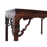 Chinese Brown Huali Rosewood Dragon Motif Round Apron Altar Table cs4534S