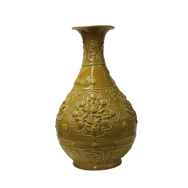 Handmade Ceramic Yellow Dimensional Flower Pattern Vase cs4761S Handmade Ceramic Yellow Dimensional Flower Pattern Vase cs4761S