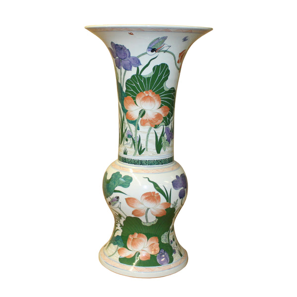 Chinese Handmade Porcelain Flower Tall Widemouth Art Vase cs4881S Chinese Handmade Porcelain Flower Tall Widemouth Art Vase cs4881S