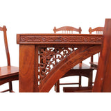 Chinese Yellowish Brown Rosewood Rectangular Dining Table Set 6 Chairs cs4887S