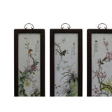 Chinese Color Porcelain Flower Birds Wood Wall Panels Set cs4985S