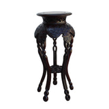 Chinese Huali Rosewood Two Brown Round Curved Legs Plant Stand cs5249S