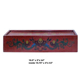 Chinese Distressed Red Lacquer Chinoiserie Long Rectangular Treasure Box cs5458S