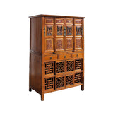 Chinese Brown Open Panel Relief Carving Storage Stack Cabinet cs5460S