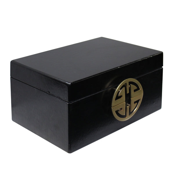 Oriental Round Hardware Black Rectangular Container Box Large cs5515CS Oriental Round Hardware Black Rectangular Container Box Large cs5515CS