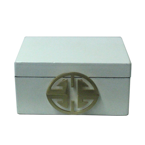 Oriental Round Hardware White Rectangular Container Box Small cs5518AS Oriental Round Hardware White Rectangular Container Box Small cs5518AS