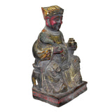chinese home guardian - wood statue - oriental deity figure