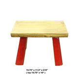 Raw Wood Top Finish Red Legs Rectangular Short Stool Table cs5615S