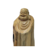 Chinese Cypress Wood Carved Irregular Shape Happy Buddha Statue cs5655S