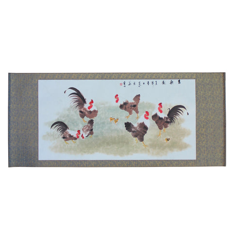 scroll painting -oriental rooster - ink painting