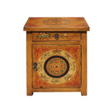 mustard yellow - side table - distressed flower 