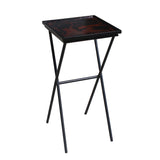 Matte Gold Black Graphic Square Tray Table Cross Metal Leg Base cs5786S