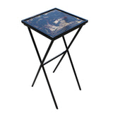 Matte Gold Black Graphic Square Tray Table Cross Metal Leg Base cs5786S