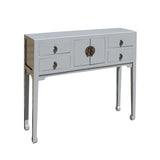 Chinese Semi Gloss Gray Wood Plain 4 Drawers Side Table cs5794S