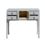 Chinese Semi Gloss Gray Wood Plain 4 Drawers Side Table cs5794S