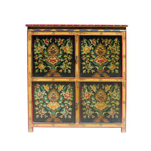 Tibetan cabinet - Orange graphic - side table
