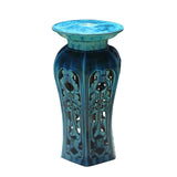 Ceramic Clay Turquoise Round Tall Pedestal Table Flower Display Stand cs5830S