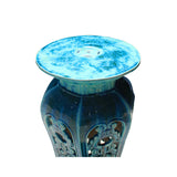 Ceramic Clay Turquoise Round Tall Pedestal Table Flower Display Stand cs5830S