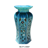 Ceramic Clay Turquoise Round Tall Pedestal Table Flower Display Stand cs5830S