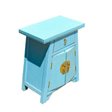 Chinese Distressed Pastel Blue Small A Shape End Table Nightstand cs5838S