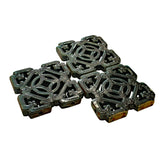 Lot of 3 Chinese Ru-Yi Coin Dark Green Blue Mix Glaze Clay Tiles cs5851S