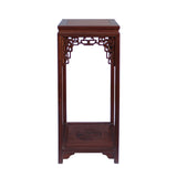 Chinese Light Brown Stain Square Ru Yi Plant Stand Pedestal Table cs5854S