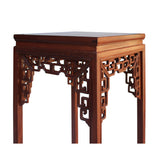 Chinese Light Brown Stain Square Ru Yi Plant Stand Pedestal Table cs5854S