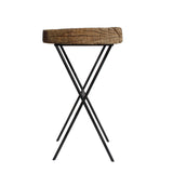 Rustic Raw Wood Round Thick Plank Table Cross Metal Leg Base cs5861S