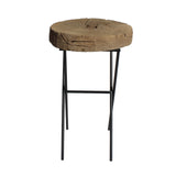 Rustic Raw Wood Round Thick Plank Table Cross Metal Leg Base cs5861S