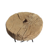 Rustic Raw Wood Round Thick Plank Table Cross Metal Leg Base cs5861S