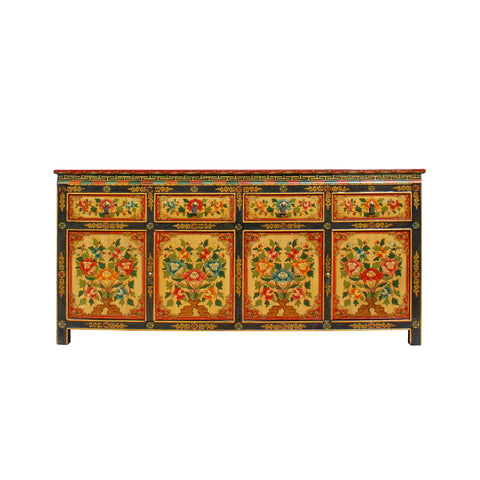 Tibetan cabinet - Orange graphic - side table