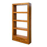 Elm Wood Brown 4 Shelves 2 Drawers Bookcase Display Cabinet cs6032S