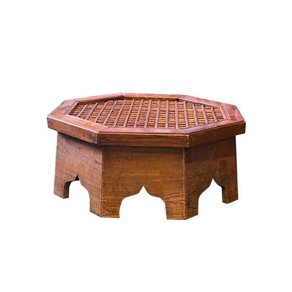 Asian Octagon Geometric Open Pattern Low Side Table Stand cs6073S