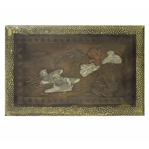 Yellow Box With Love Duck Play On Lotus Pond Metal Plate Inlay
